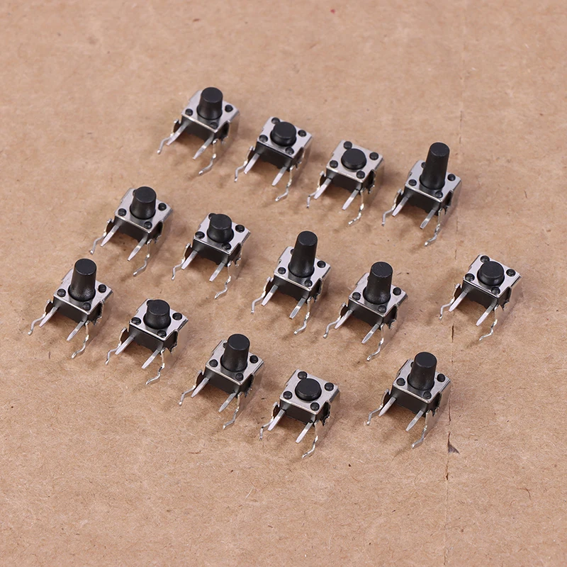 20Pcs 6x6MM PCB Panel Momentary Tactile Tact Mini Push Button Switch Micro Switch Right Angle With Stent 6x6x4.5/5/6/7/8/9/10MM