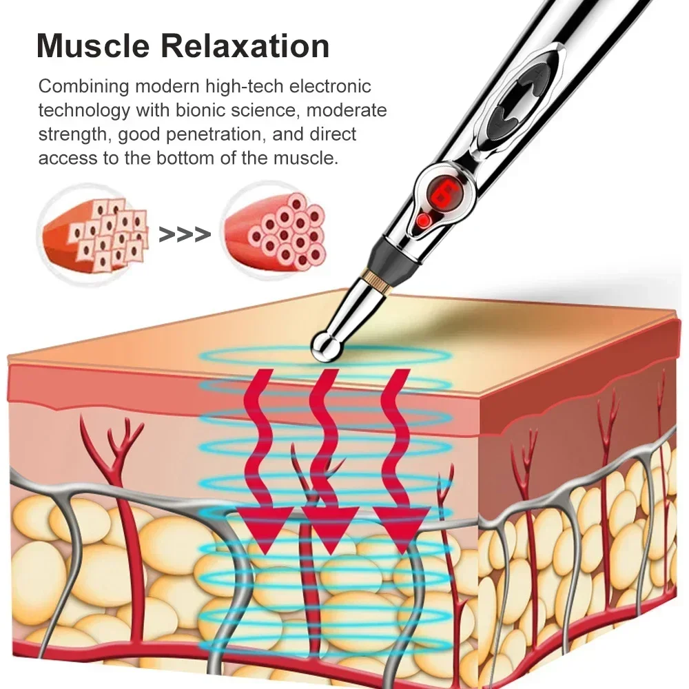 Pluma de masaje de punto de acupuntura eléctrica, masaje para aliviar el dolor de espalda, herramienta de terapia láser, pluma de energía meridiana electrónica, masajeador corporal