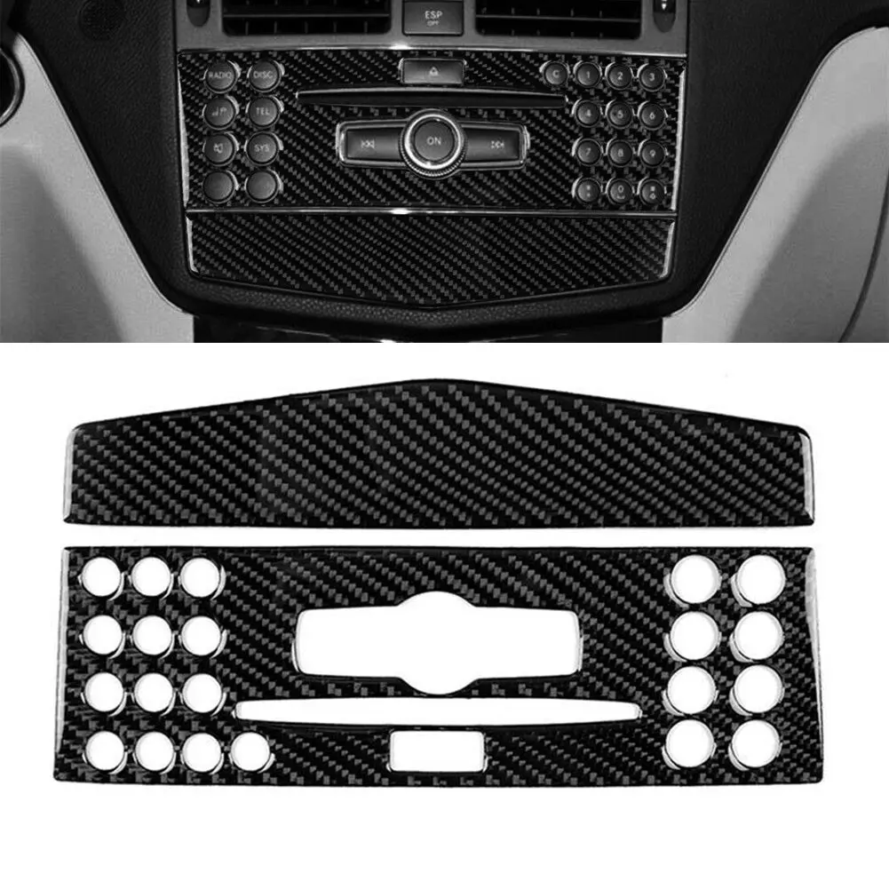 Parts CD Cover Trim Carbon Fiber Central Console Fittings For Benz C-class W204 Replacement 2 Pcs/set Brand New
