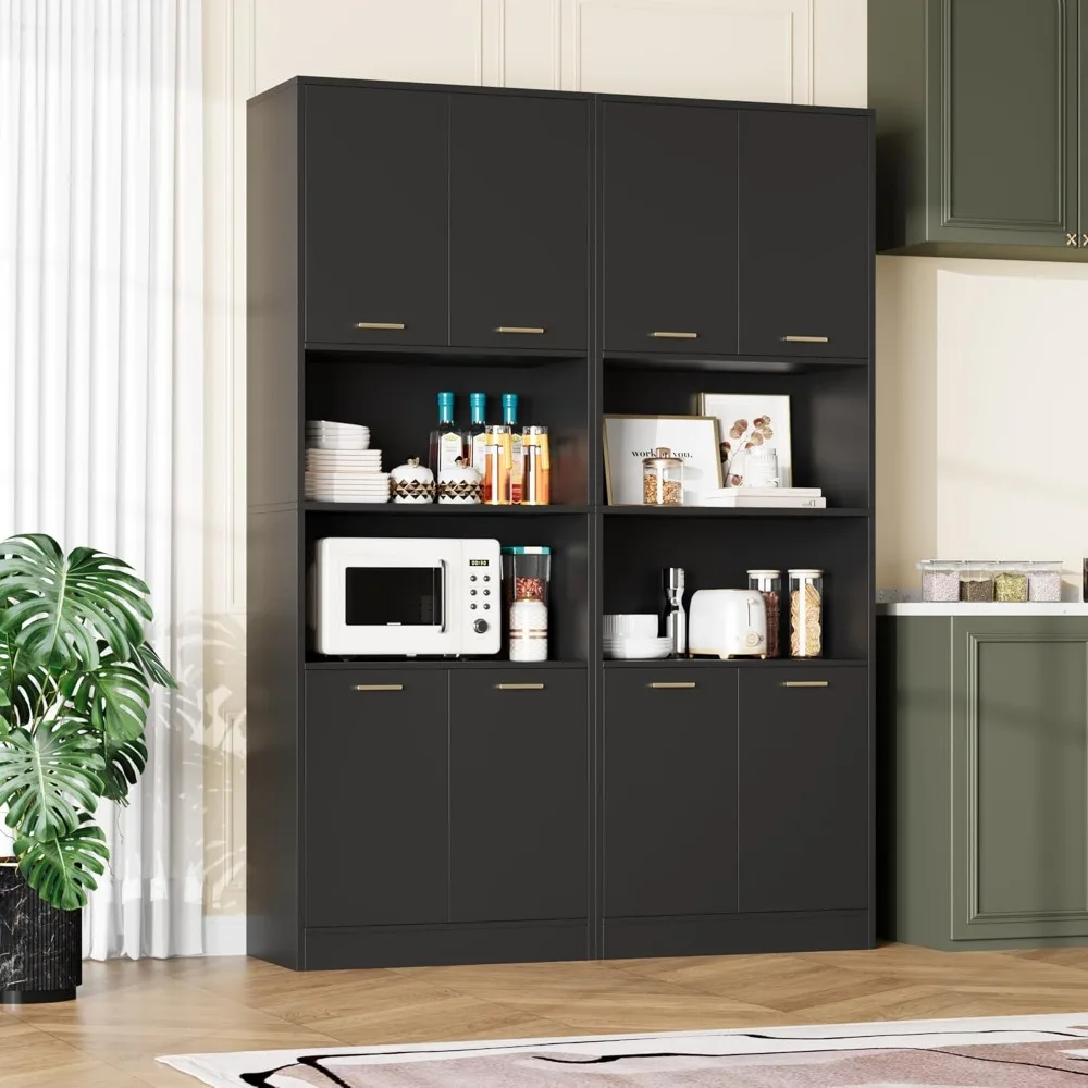 Mueble de despensa, mueble de despensa de cocina con puertas y estantes ajustables, gabinetes de cocina, aparador para comedor