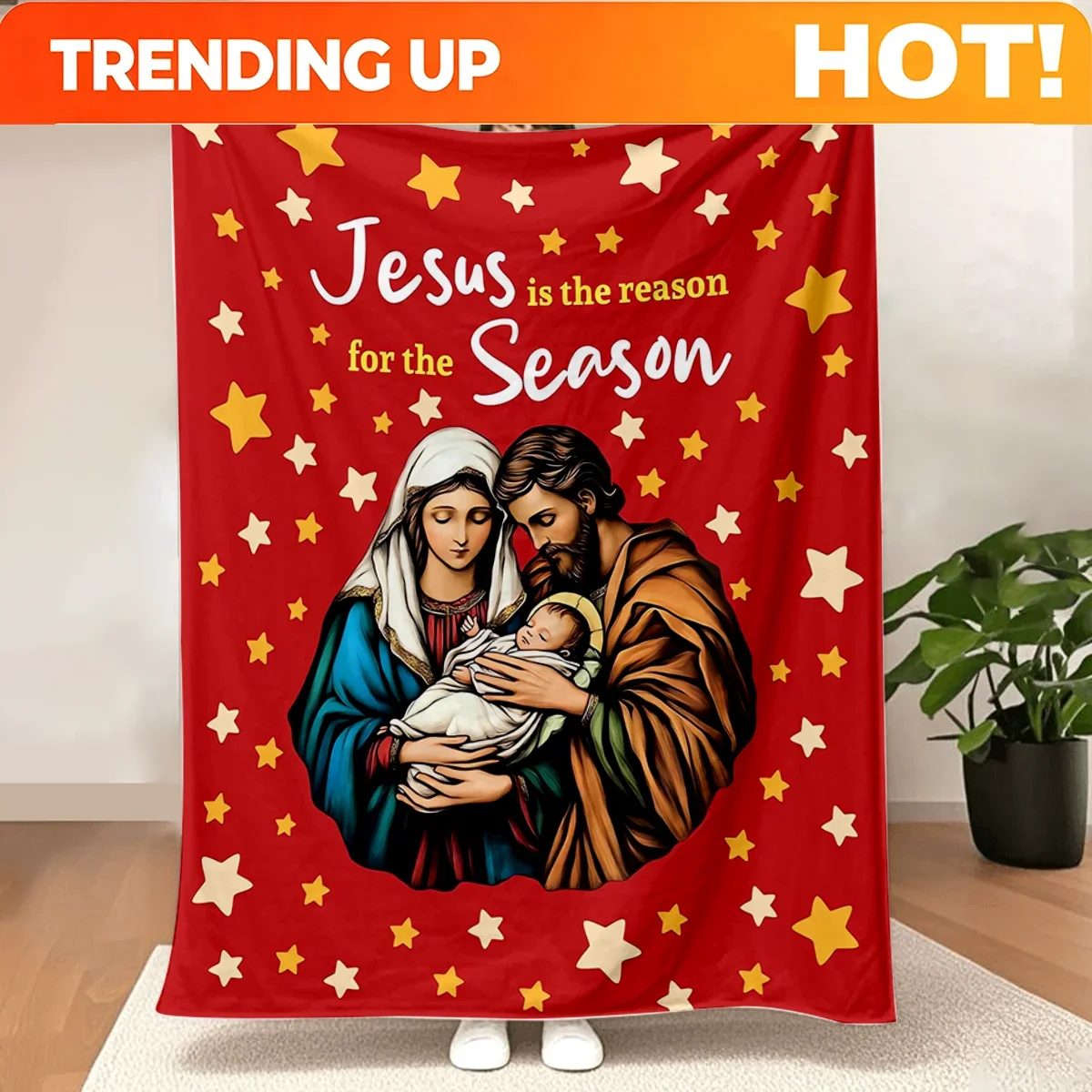 Customization Christmas Blanket Nativity Christian Religious Decorations Jesus Is The Reason For The Season For Home Sofa Couch
