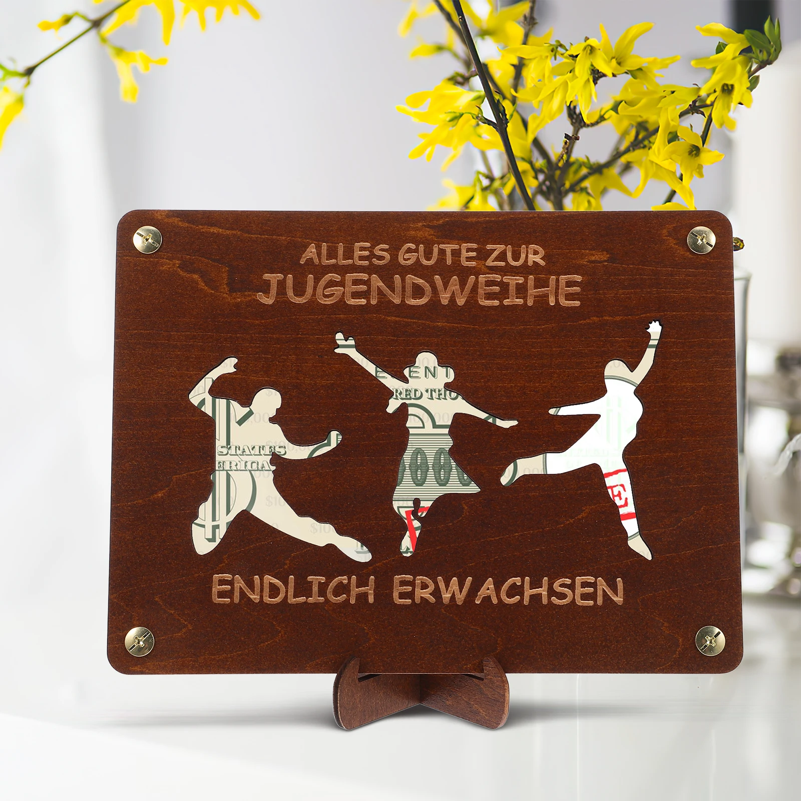 

Wooden Money Holder Gift Box Small Cash Container For Graduation Wood Card Storage Portable Wallet Organizer