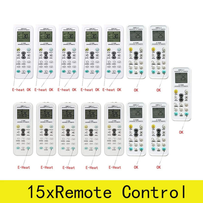 15Pcs Universal Air Conditioner Remote Control LCD A/C Conditioning Controller 1000 in 1 for Mitsubishi Toshiba HITACHI FUJITSU