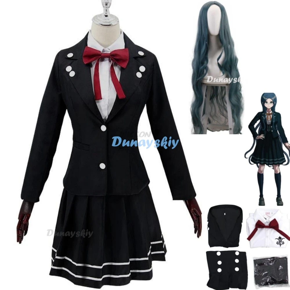 Anime Game recruté anronpa V3: Killing FTP Shirogane Tsumugi Cosplay Costume, perruque japonaise, uniforme scolaire JK pour femme, Halloween imbibé