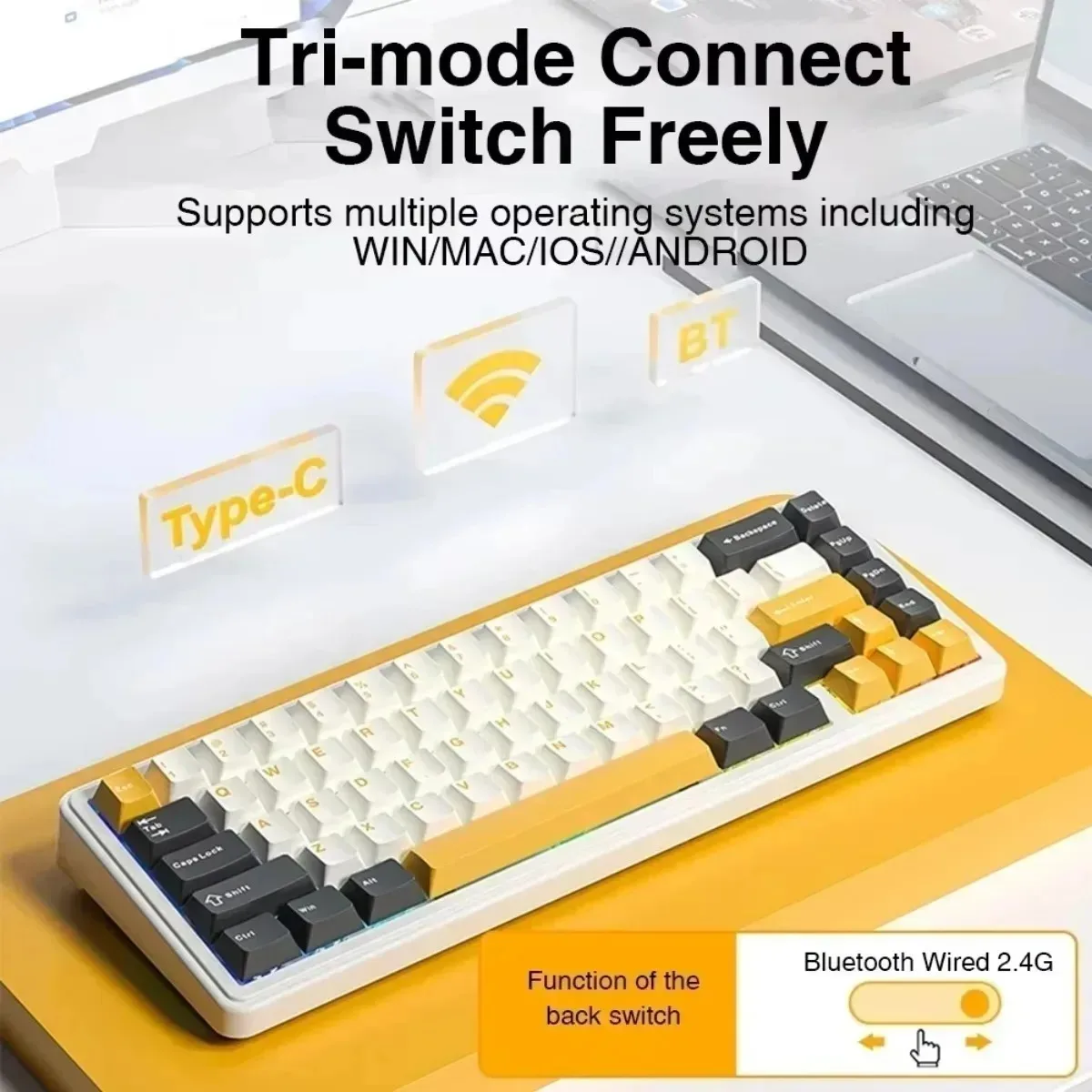 AULA F65 Wireless Gaming Keyboard 67Keys Three Mode Custom Wireless/Bluetooth/Wired Full Key Hot-swapable Esports RGB Keyboards - Image 2