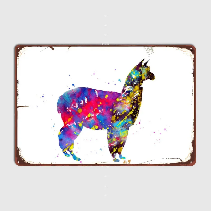 Alpaca Decoration for Home Decor Items Retro Metal Signs for Wall Art Decoration Tin Plaque Metal Poster Bar Accessories Garage