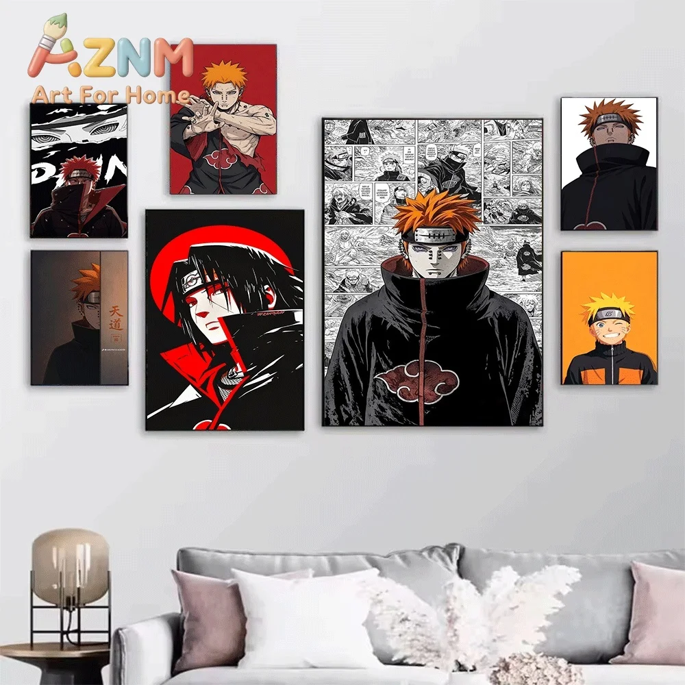 Anime Naruto Canvas Wall Art Pain Akatsuki Black Background Poster Unframed Canvas Painting Bedroom Living Room Home Wall Deco