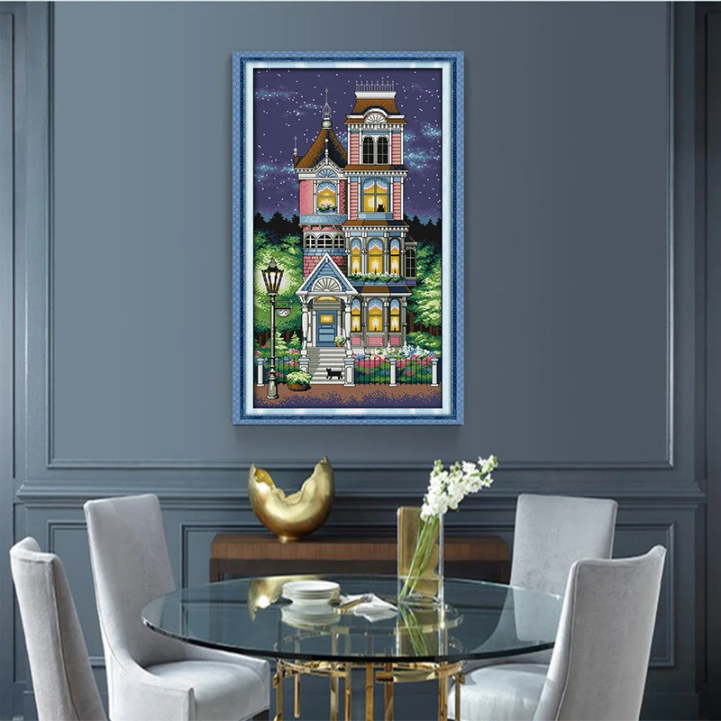 Joy Sunday Cross Stitch Kit DIY Handmade Embroidery Landscapes A Quiet Night Pattern Living Room Display Home Decoratin Gifts