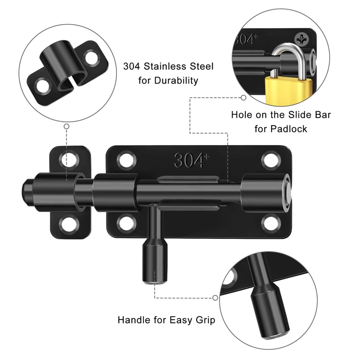 

Дверной болт ABNJ из нержавеющей стали, комплект из 2 раздвижных замков с защелкой и винтами, раздвижной замок для сада, ванной комнаты, окна, спальни