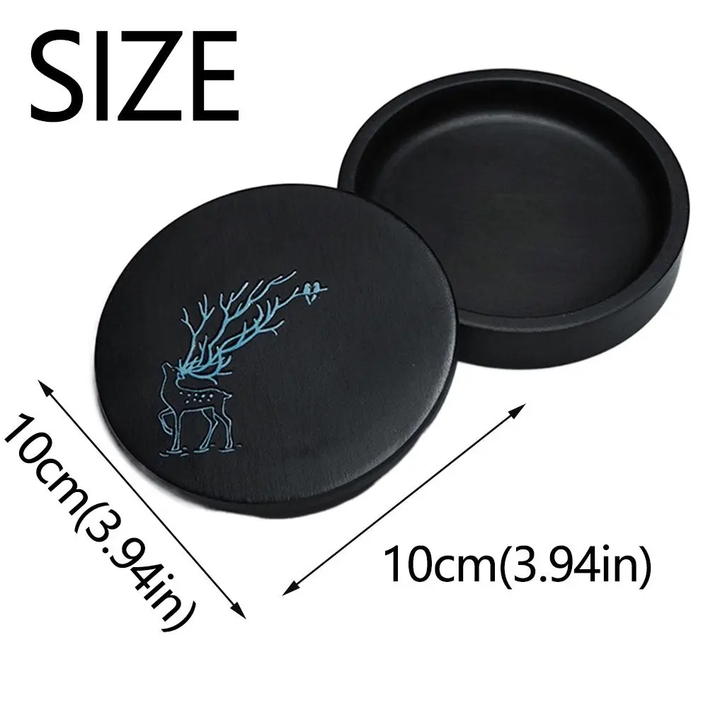 Professional Traditional Calligraphy Inkstone Durable Round Calligraphy Inkwell Black Art Supplies Ink Stone for Artists