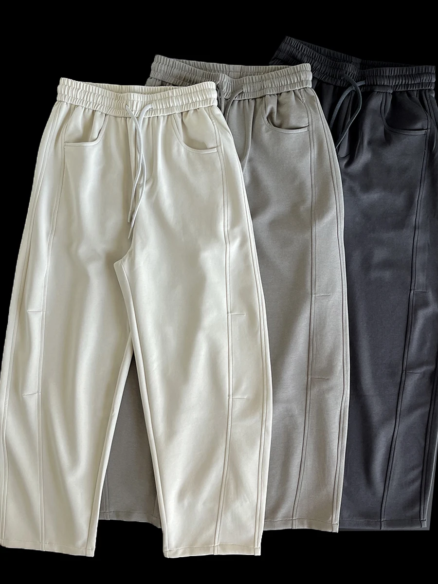 

Мужские повседневные брюки American Sle с высокой талией, широкими штанинами, прямым кроем, винтажные, с завязками, свободного кроя, модные