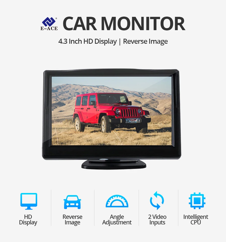 Universelles 4,3-Zoll-Rückfahrmonitor-Set für Autos, Nachtsicht-Rückfahrkamera für Fahrzeuge, DVR-Parksystem, einfache Installation – Detail 1