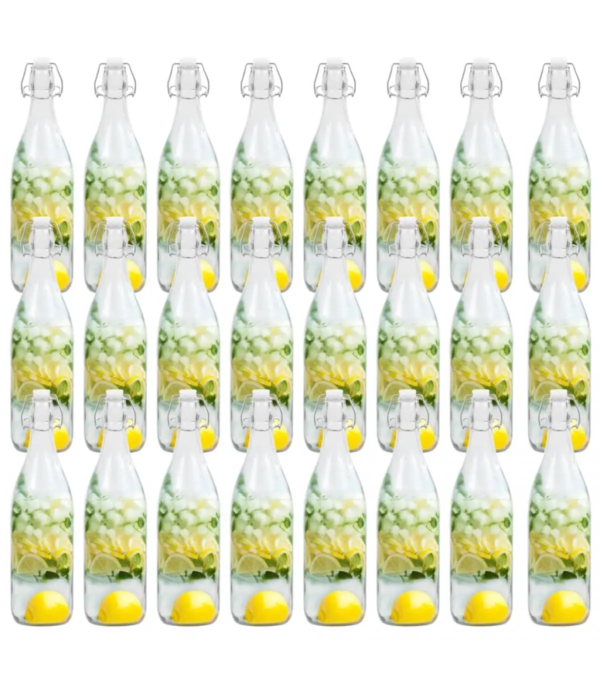 Water bottles glass bottles with clip closure 24 PCs 1 L