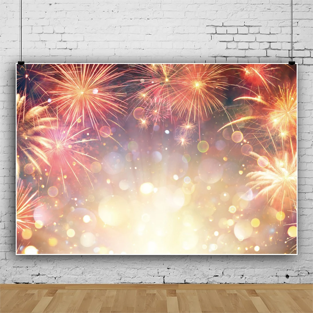 Laeacco ดอกไม้ไฟที่มีสีสันพื้นหลัง Merry Christmas Happy New Year Festival Party Decor เด็กผู้ใหญ่ถ่ายภาพฉากหลัง