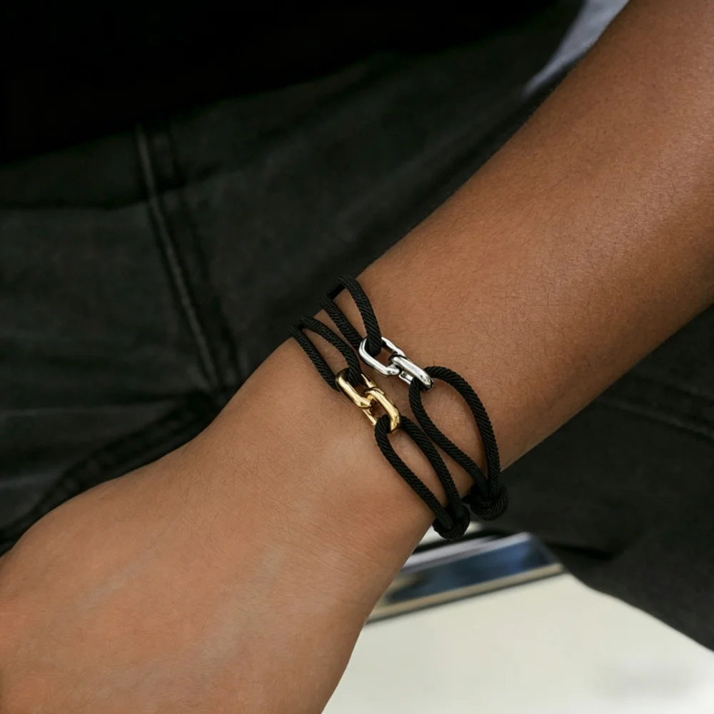 Hip-Hop Schwarzes Milanaise-Seil-Armband Retro Herren Kreuzverschluss-Armband Schmuck Mode Einfaches Damen-Armband Accessoires – Detail 7