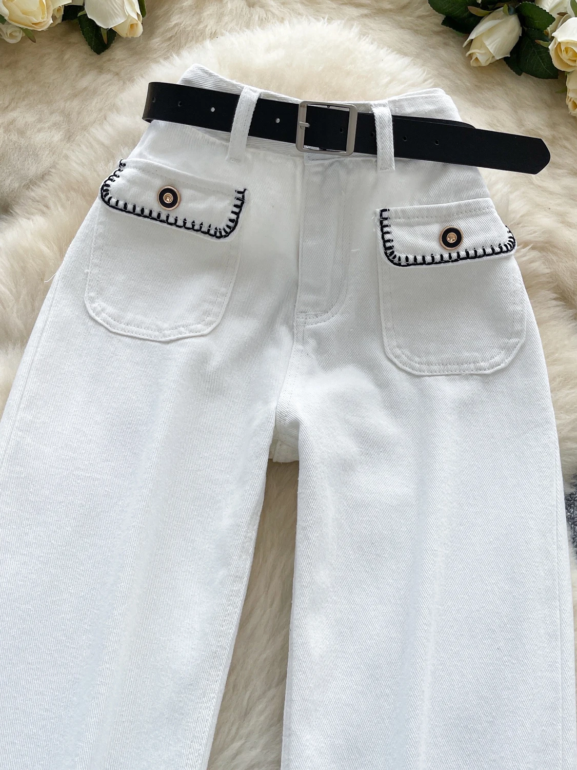 

High Waist Wide Leg Denim Jeans Casual American Retro Hot Girl ket Slimming Straight Leg Trousers Faionable plus Size