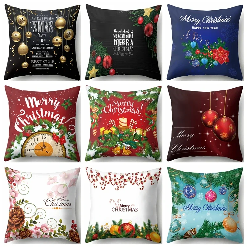 

Home Decor Merry Christmas Tree Printed Polyester Pillowcase Cushion Cover For Bedroom Living Room Sofa funda de almohada