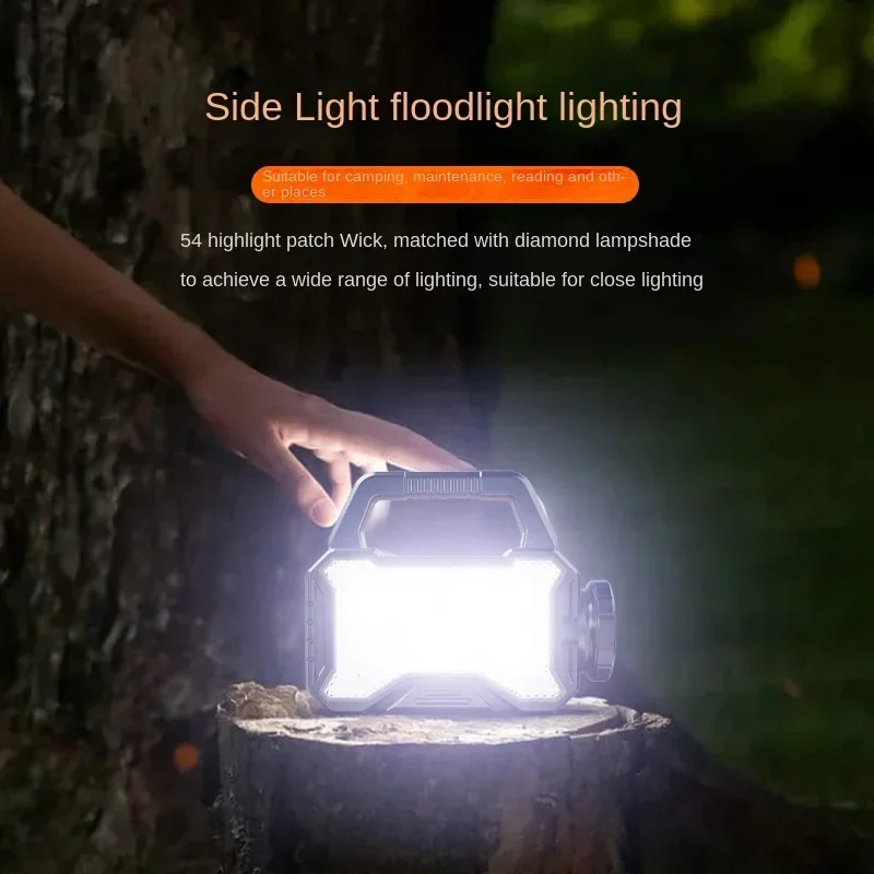 

Solar Portable Camping Light COB Floodlight Rechargeable Bright LED Flashlight 5 Modes Outdoor Waterproof Emergency Searchlight