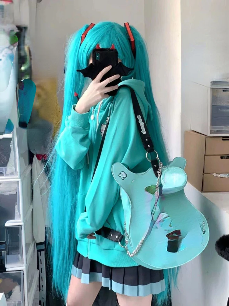 2024 Cartoon Embroider Hoodies Women Y2k Aesthetic Vintage Grunge Tops Loose Casual Zip Up Sweatshirt Harajuku Streetwear