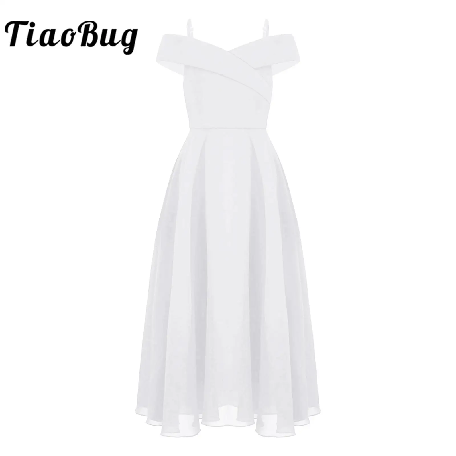 Off Shoulder Flower Girl Dresses Elegant Kids Girls Chiffon Dress for Wedding Party Formal Occasion Robe Children's Long Dress