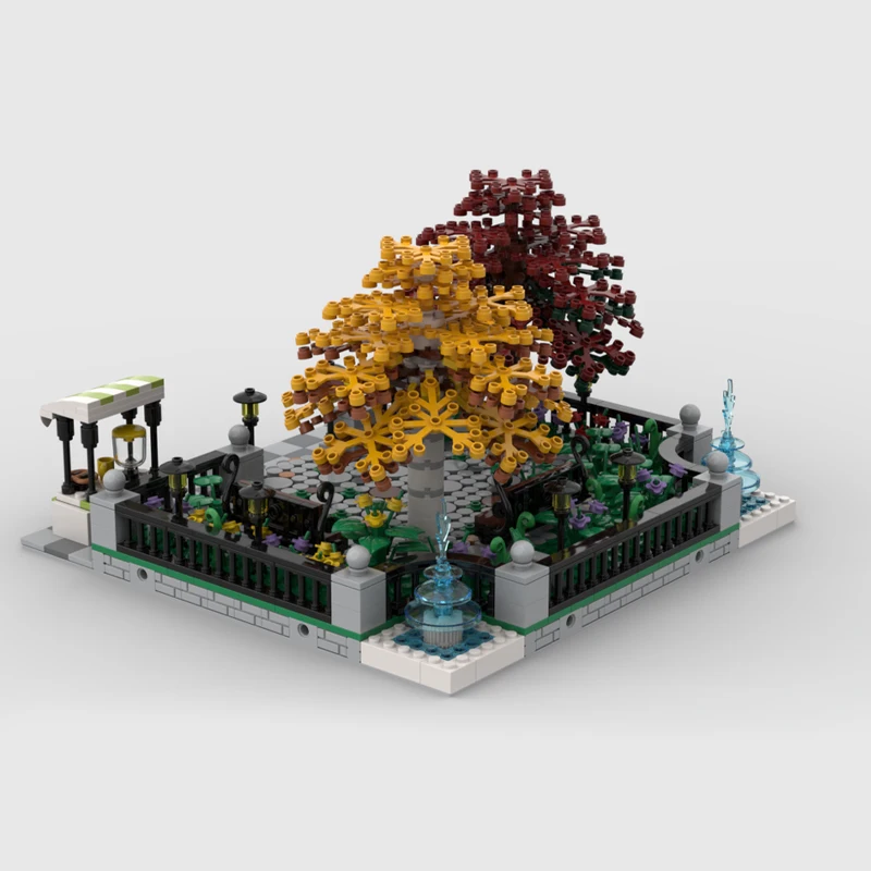MOC-35603 Stedelijke Architectuur Modulaire Park Bouwsteen Assemblage Compatibel Met Baksteen Genezing Landschap Creatieve Geschenken 1191PCS