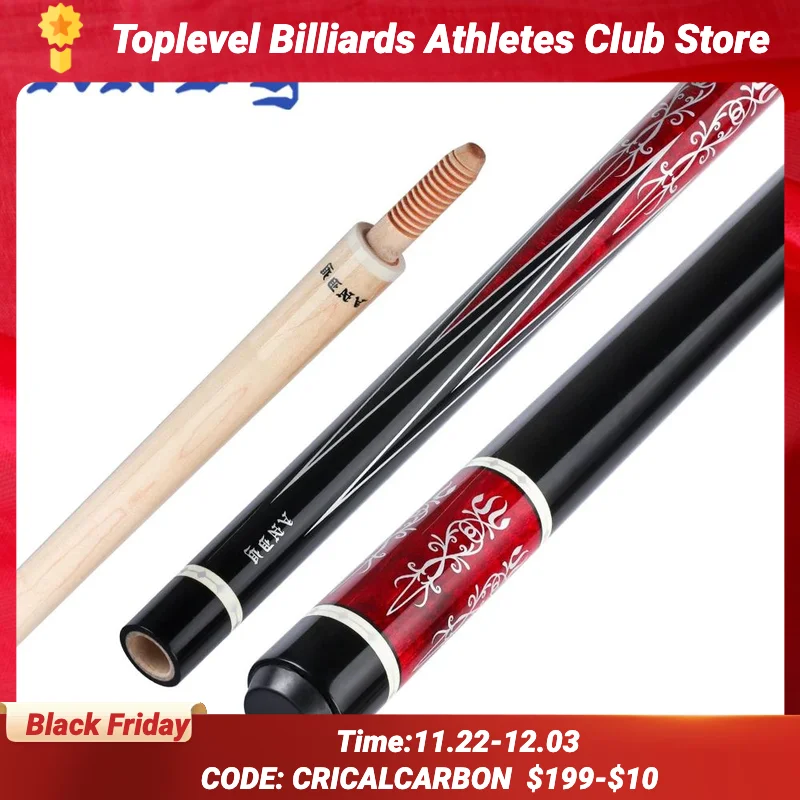 ANDY-Professional Carom Taper Cue Stick Billiards, Handmade Maple, 3 Cushions, 12mm Tip, 142cm