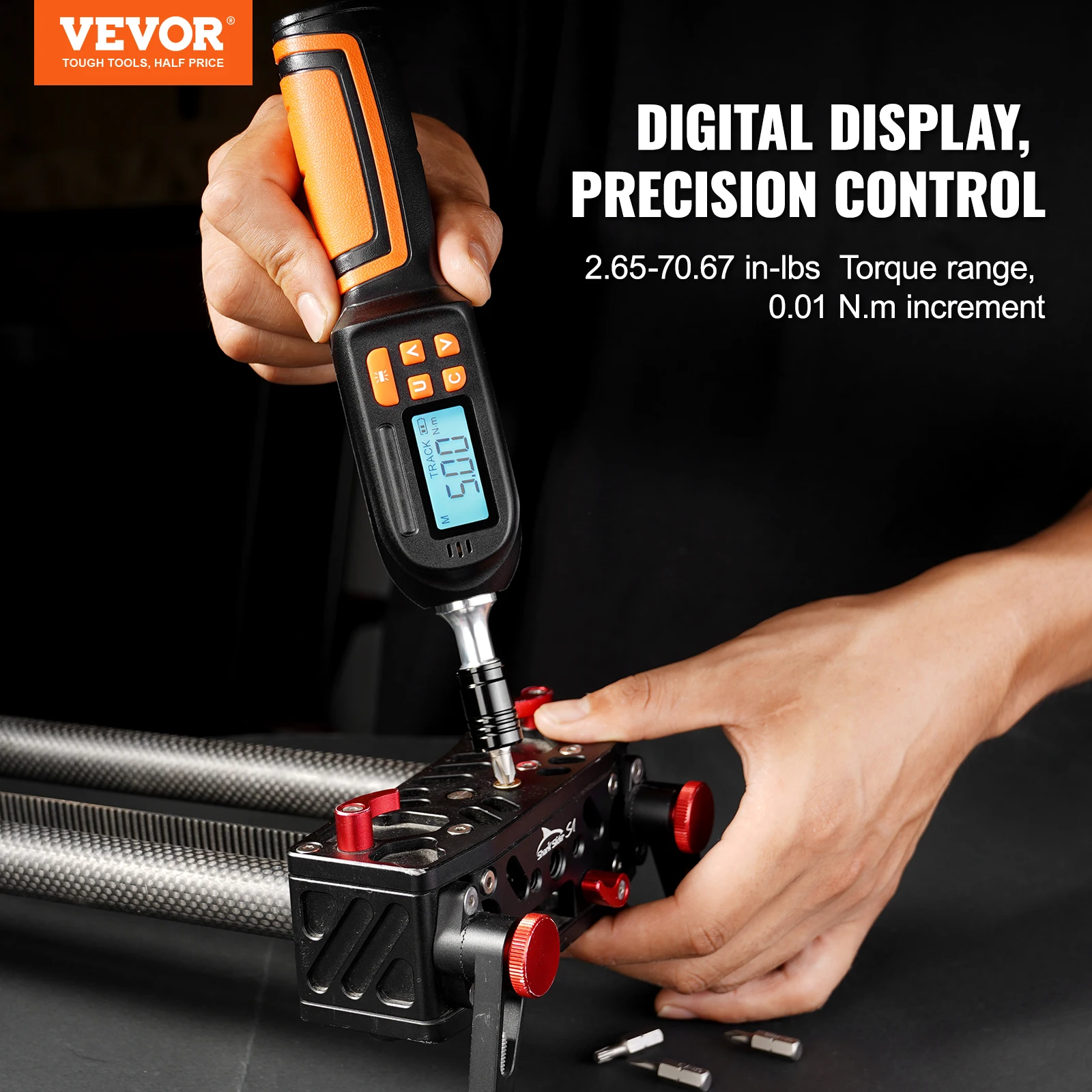 VEVOR-Digital Torque Chave De Fenda, Drive Chave De Fenda, Chave Com Bits, Case para Eletricista, Torque Chave De Fenda com LCD, 1/4"