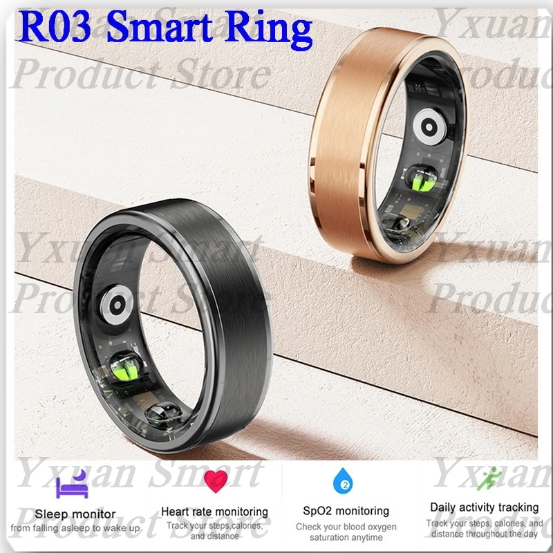 2024 NEW R03 5ATM Waterproof Smart Ring For Men Women Health Monitoring 100+ Sport Modes Fitness Tracking Waterproof Sport Ring