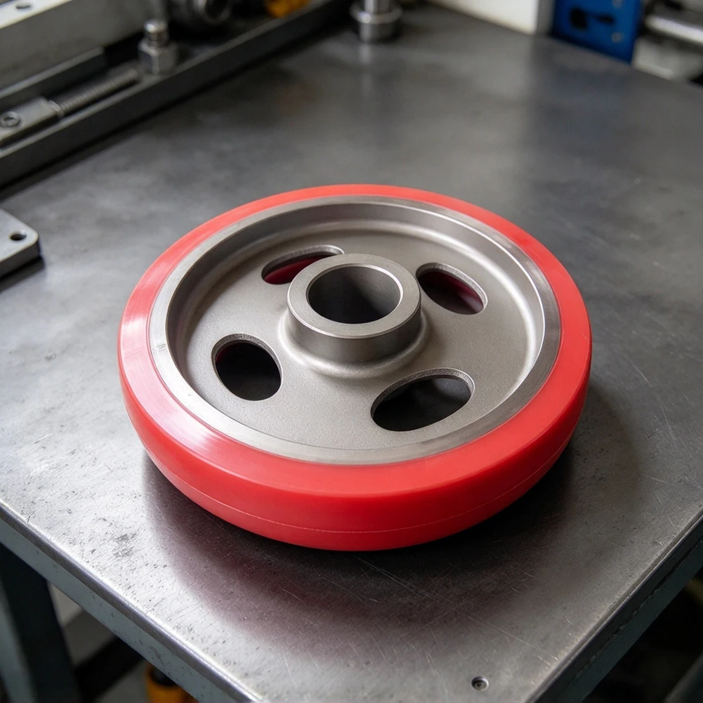 Solid Drive Feed Roller for Round Rod Sanding Applications Rubber with Metal Substructure For Consistent Feed Control
