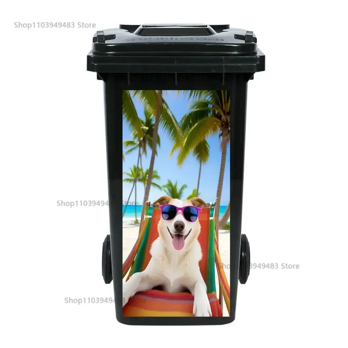 Cute Animals Litter Bins Container Self-adhesive PVC Waterproof Trash Can Sticker for Refurbish Garbage Bin Aesthetics Decor