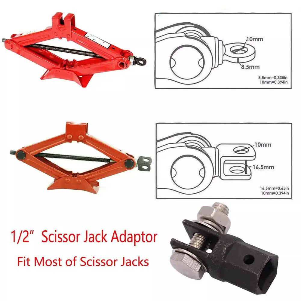 Universal Scissor Jack Adapter Jacks Lift Part Equipment Wrench Tool For 1/2 Inch Drive Socket Off Road 4x4 Car Accessories Auto