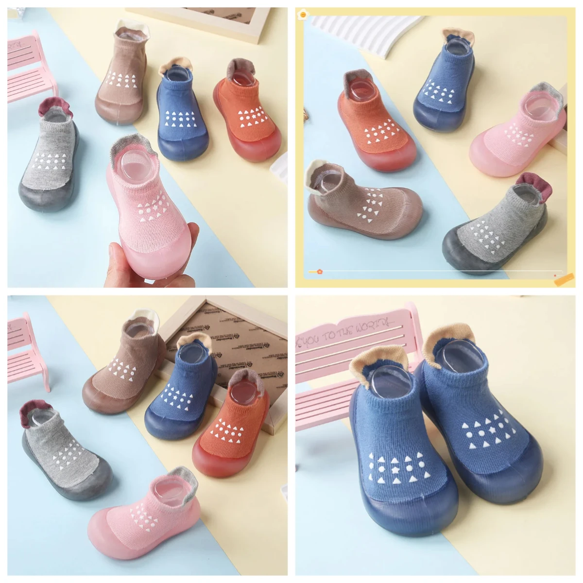 جوارب أرضية مضادة للانزلاق للاستخدام الداخلي والخارجي للأطفال حديثي الولادة ومنع أحذية وجوارب للرضع