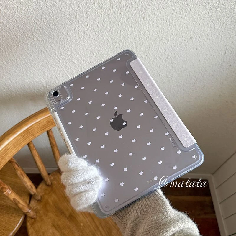 Cute Simple Purple Love Y2K Y-Fold Tablet Case For iPad Pro 11 12.9 13 A16 M2 M4 M3 M5 5/6/7/8/9/10/11th Mini Air 3 4 5 6 Cover