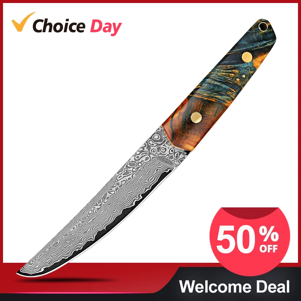 Super sharp 5 inch utility knife Japanese VG10 Damascus Steel  Kitchen Knife Ergonomic Stabilised wood handle Full Tang Blade