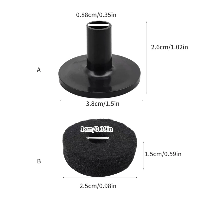 Cymbal Stand 38mm Felt Washer Pads Drum Sleeve Cymbal Sleeve for Shelf Drum Kits