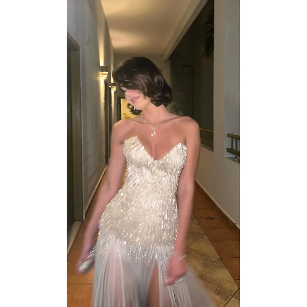 

Sweetheart Sleeveless Shinning Women Pron Gown Banquet Custom High-end Occasion Dinner Party Dresses