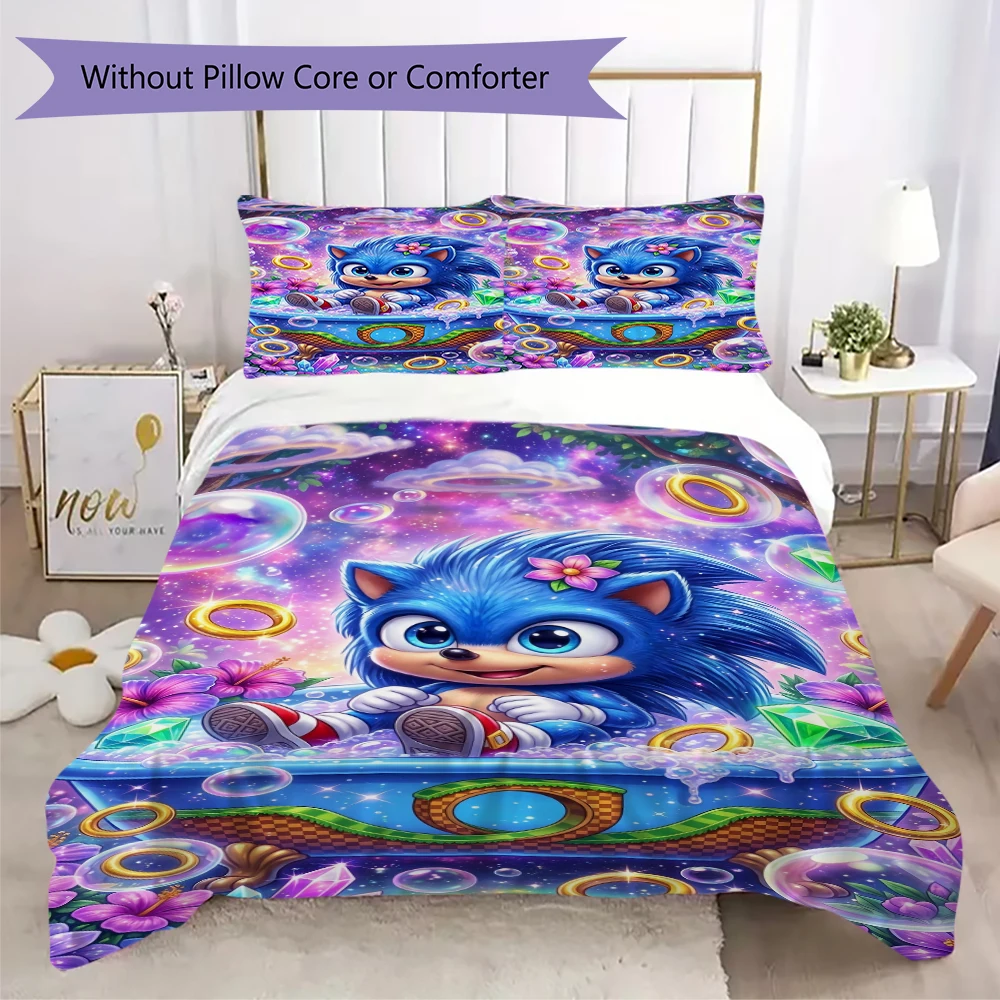 Beautiful Sonic Pillowcase & Duvet Cover Set Anime Bedding for Bedroom Decor The Best Gift for Hedgehog Fans.-Xin - view 2