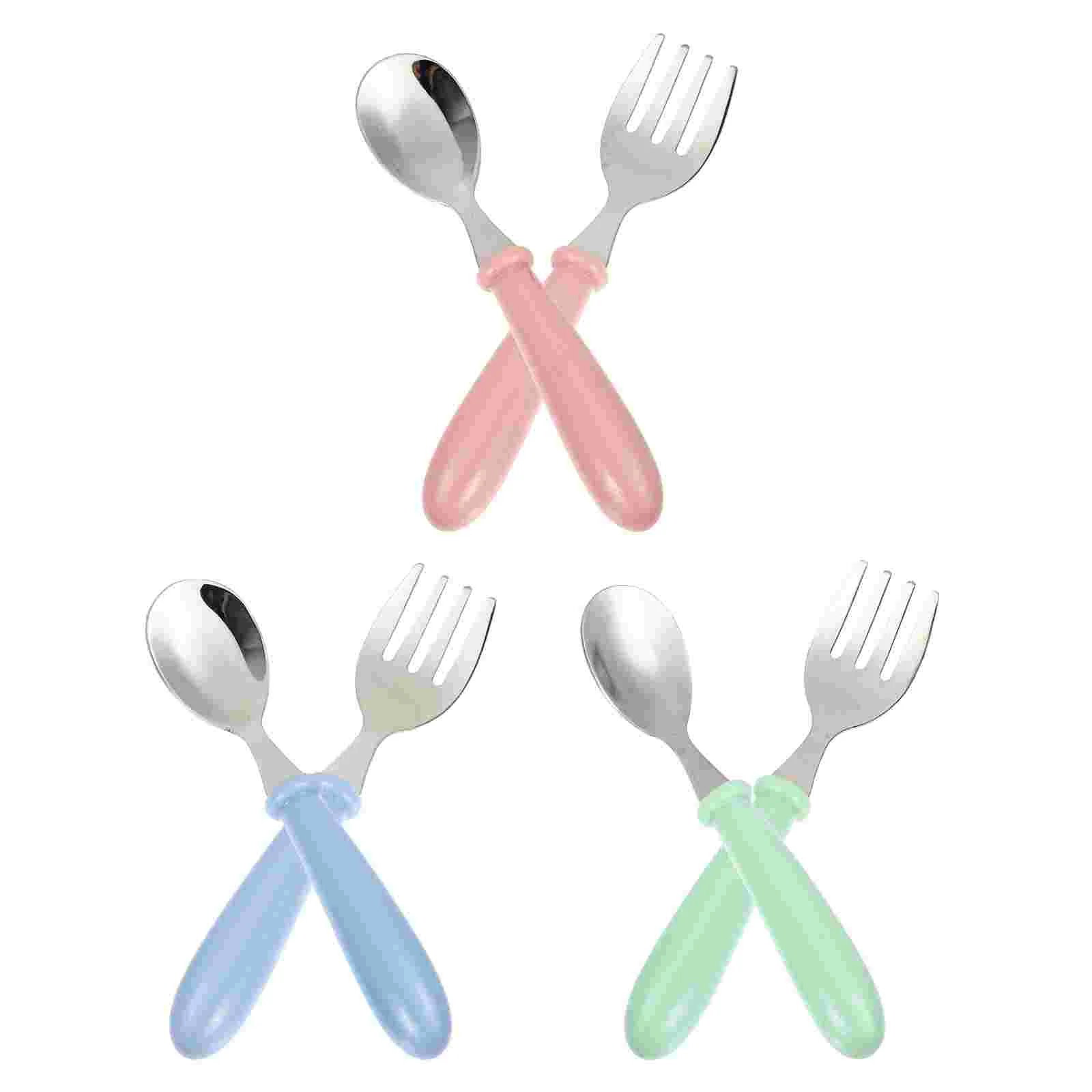 

6 Pcs Food Stainless Steel Child's Spoon and Fork Toddler Scoops Eating Utensils 304 Dessert Infant