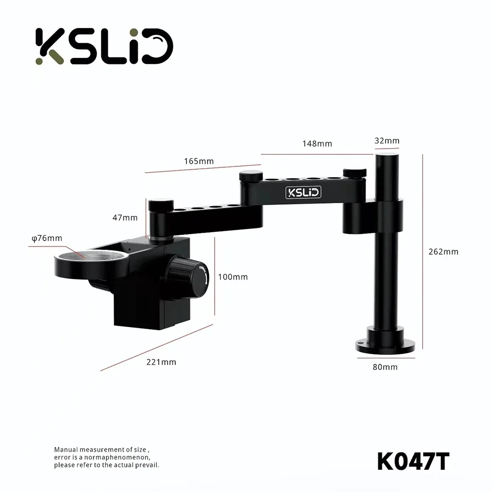 KSLID K048T/ K047T Microscope Articulating Arm Folding Swing Arm Bracket 76mm Focusing Holder For Stereo Microscope Support Part