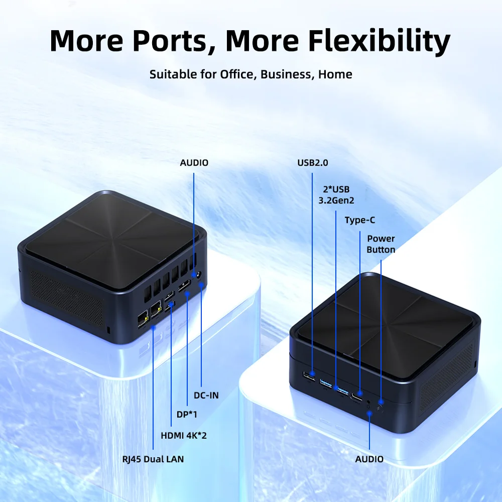 TexHoo Mini PC Windows 11 Pro, AMD Ryzen 7 8745HS Doppio canale 16 GB DDR5 512 GB SSD 4K Mini computer WiFi6 BT5.2, computer da gioco