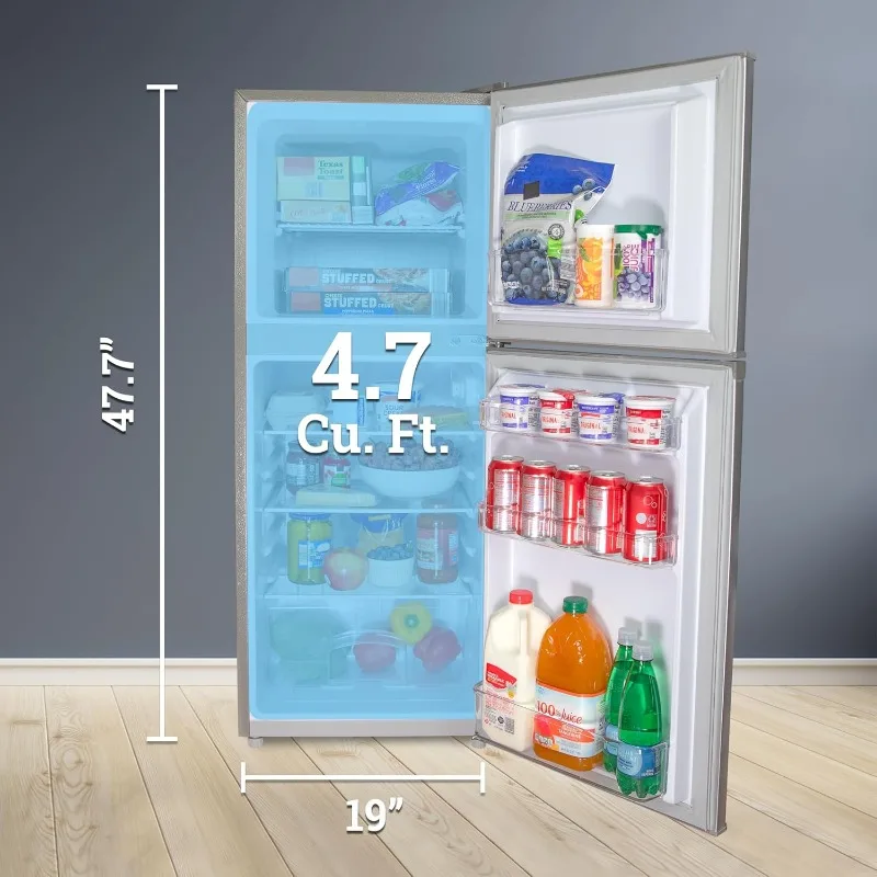 Igloo IRF47DDPL6A Double Door Refrigerator and Freezer, 3 Slide Out Glass Shelves, Suitable for Homes, Apartments