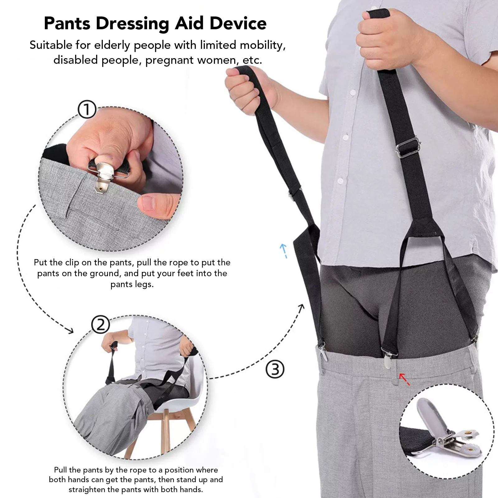 Pants Wearing Assist Tool Trouser Pulling Helper Foldable Strong Grip Pants Dressing Aid Device Adjustable For Elderly Seniors