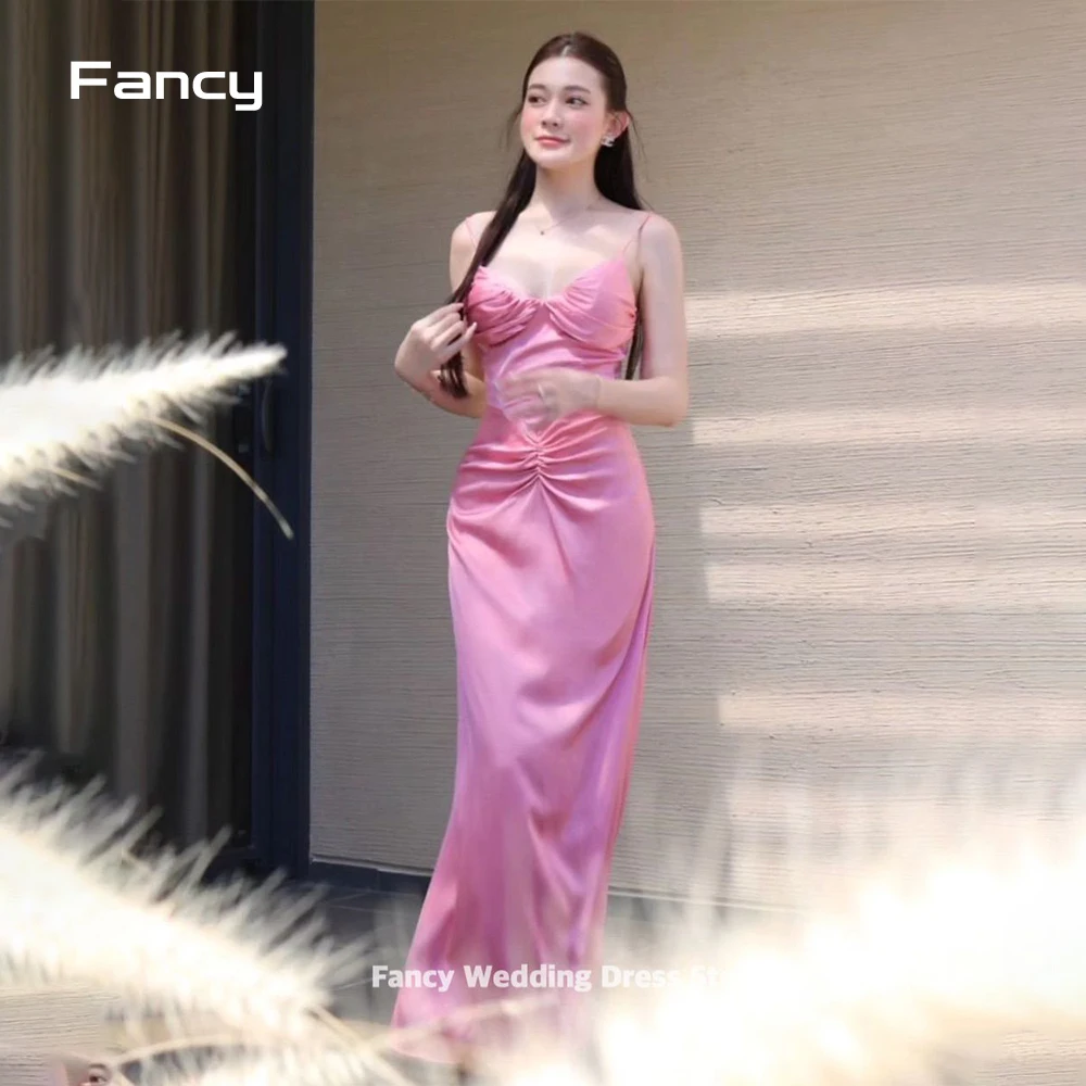 

Fancy Elegant Baby Pink V Neck Evening Dress A Line Sleeveless Prom Gown Taffeta Cocktail Party Dresses Korea Photo Shoot