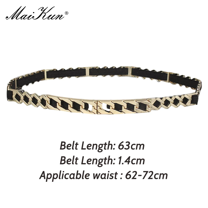 Maikun Vintage Elastic Thin Belt Women\'s Versatile Metal Decorative Dress Accessories Personality Fashion Sweater Girdle