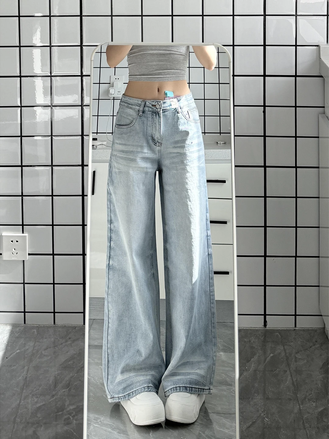 

High Waist Wide Leg Jeans Men Women Vintage American Retro Knife Loose Fit Slimming Trousers Casual Straight Jeans