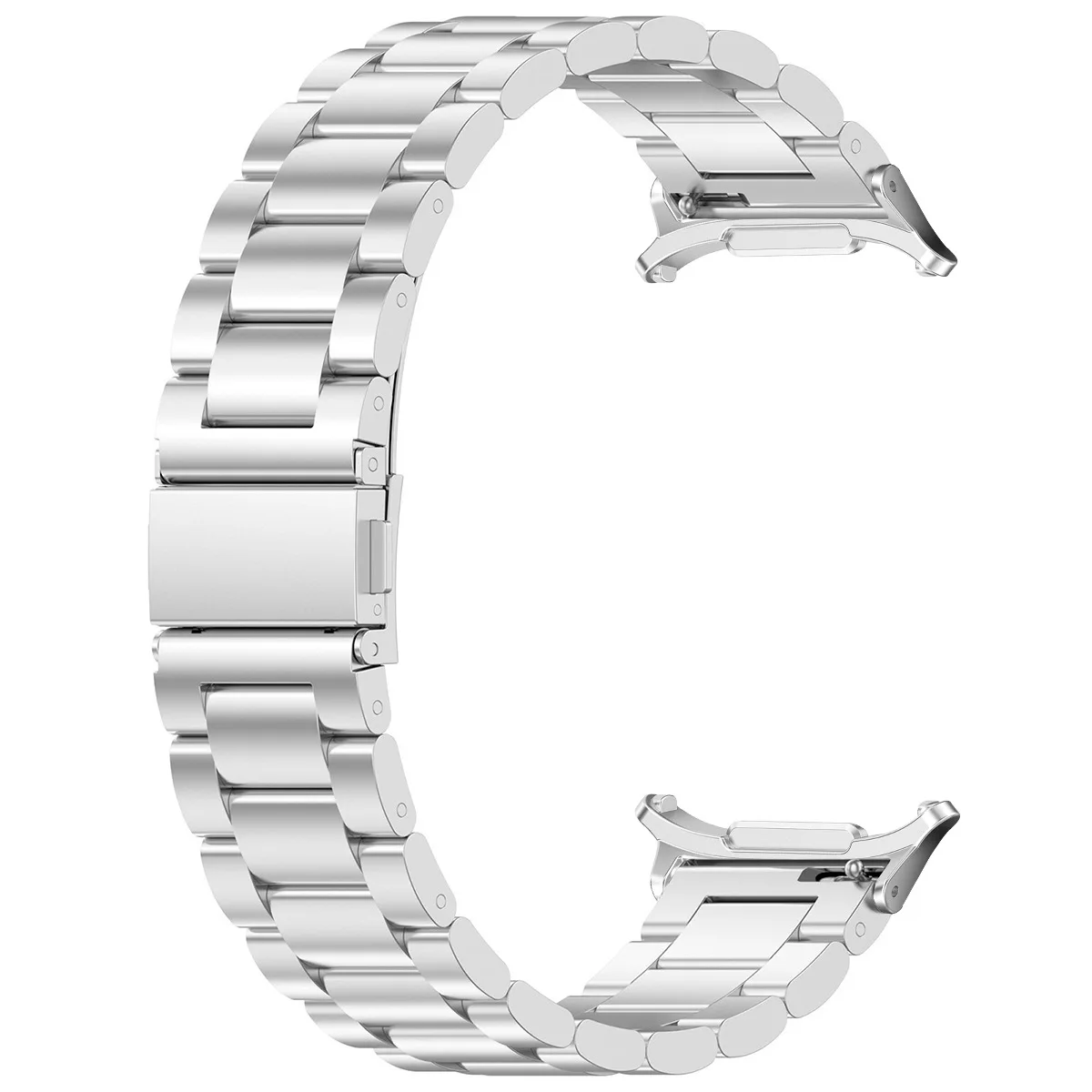 For Samsung Galaxy Watch ultra47mm Metal Watch Strap Folding Buckle Three Beads Stainless Steel Strap