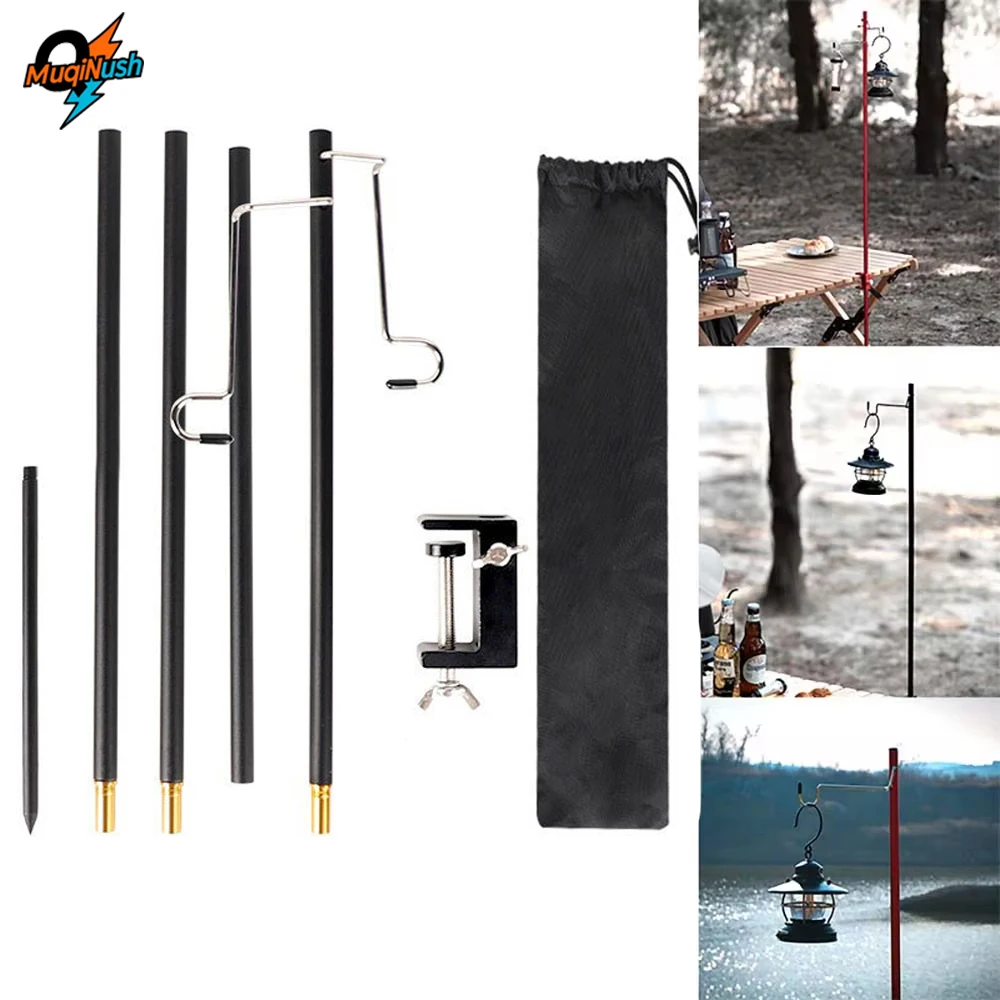 

MuqiNush Foldable Camping Picnic Lantern Stand Detachable Aluminium Alloy Light Hangers Holder Outdoor Hiking Fishing Equipment