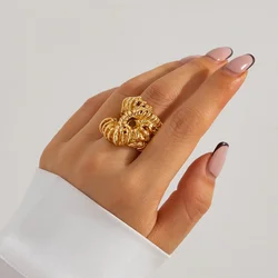 Exaggeration Rings for Women Engagement Ring Kink Luxury Brand Couple Niche Design Stainless Steel Woman Wedding Alloy Mahua Set
