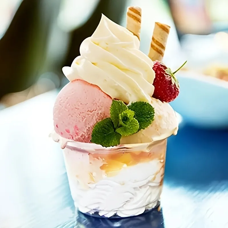 50pcs, Disposable Plastic Bowl Takeaway Packing Box, Crystal Clear Ice Cream Cups Without Lids, Perfect for Desserts, Cakes