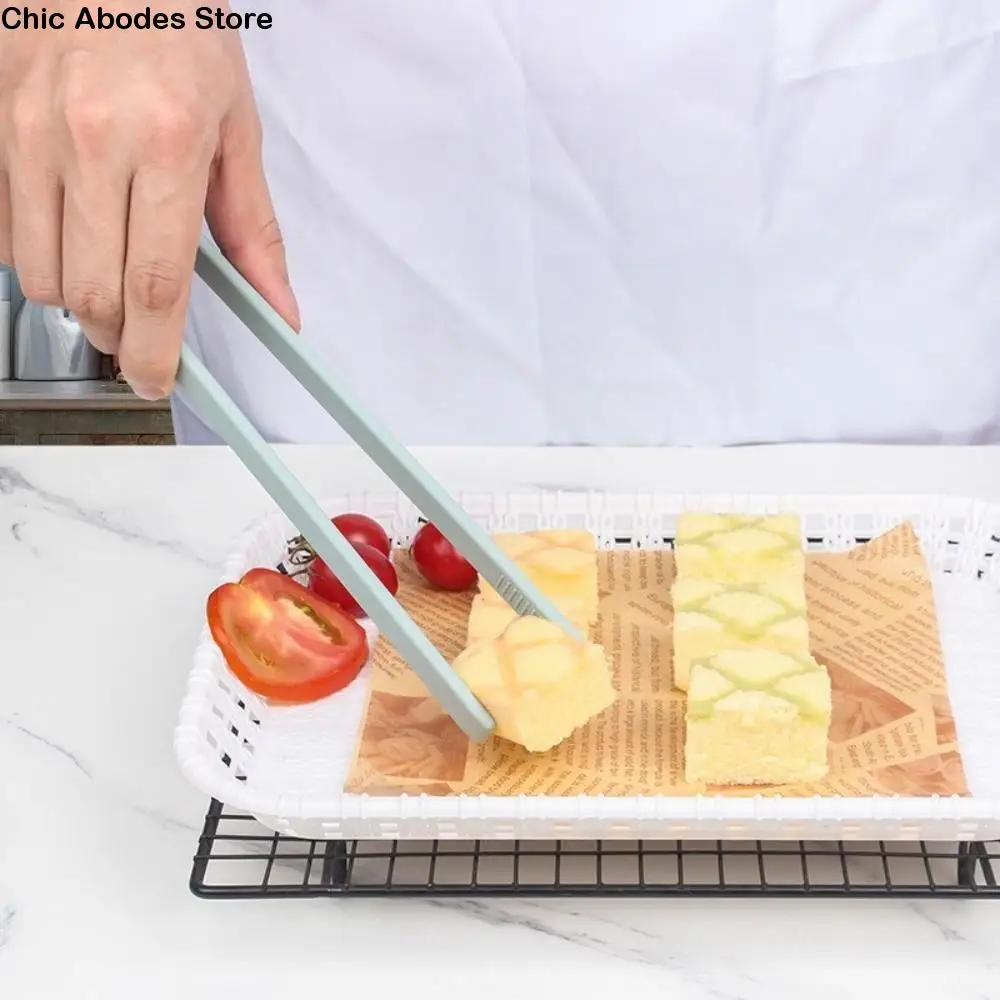 

Multi-functional Food Grade Silicone Food Tongs Thickened Handle Non-slip Kitchen Tongs Long Handle Anti-hot Salad Tongs Camping